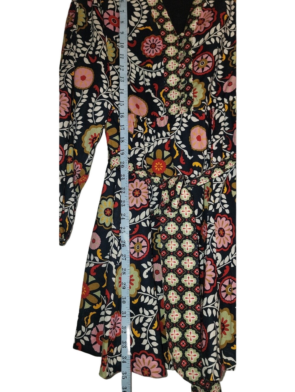 BODEN French Navy Opulent Garden Notch Collar Belted Midi Dress 14P - Picture 15 of 15